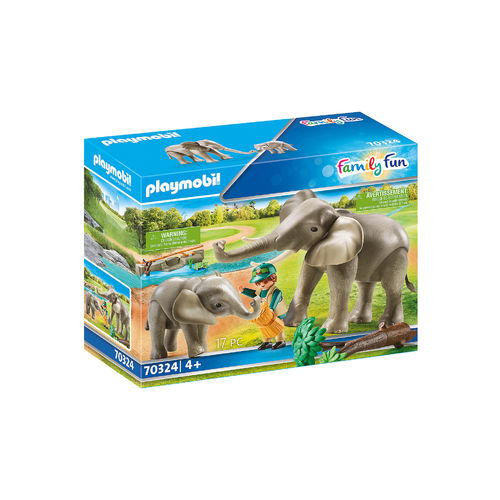 Playmobil 70324 Elefante con cría y cuidador ¡Zoo!