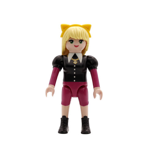 Playmobil Chica de negro rojo con orejas de gato ¡Mercadillo!
