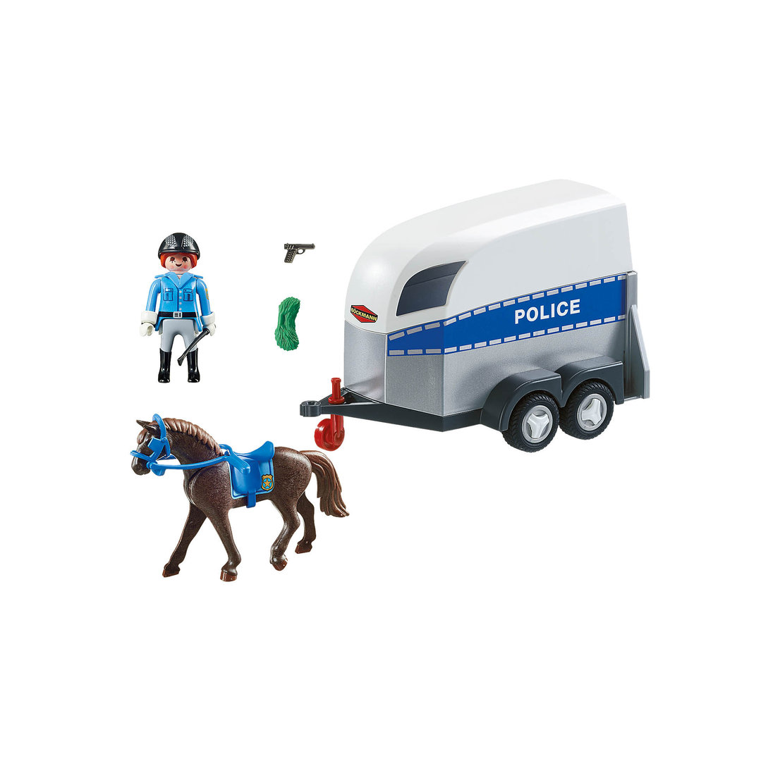 Playmobil 6922 Policia montada con remolque de caballos ¡Police! | clickclack.es