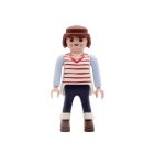 Playmobil Chica castaña de azul, rojo y blanco ¡Mercadillo! | clickclack.es